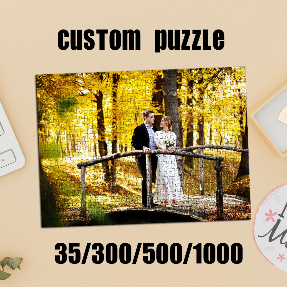35/300/500/1000pcs Personalized Custom Photo Puzzle Customize Outdoor wedding DIY Handmade Puzzles Photo Wall Art