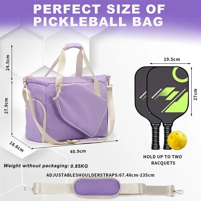 Pickleball Tote Sling Bag for Women/Men/Boy/Girl,Large Capacity,Adjustable Shoulder Strap with Fence Hook Accessories