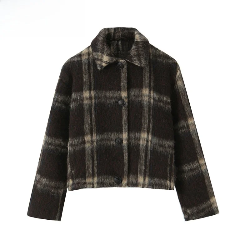 معطف Jaet نسائي جديد للخريف من الصوف المبهج 2025 Sle ket مزين بالشارع Faion بقصة مستقيمة طويلة بطول Sve ort #1