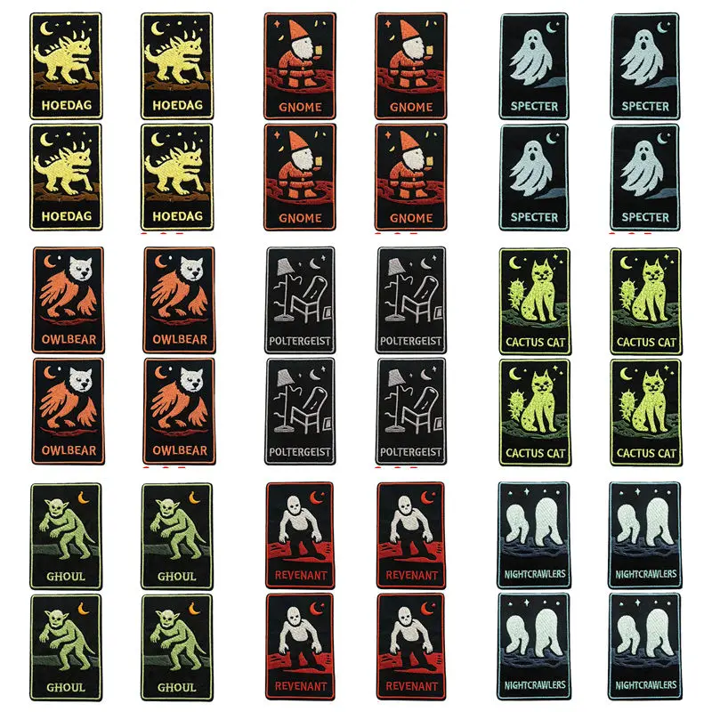 10PCS/Lot Hoedag Monster Card Iron On Patches For Clothing Gnome Creature Embroidered Patches Thermaladhesive Patch For Jacket