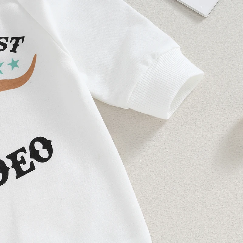 2023-08-01 Lioraitiin 0-12M Newborn Baby Boy Sweatshirt Rompers Western Bull Head Letter Print Long Sleeve Jumpsuit Fall Clothes