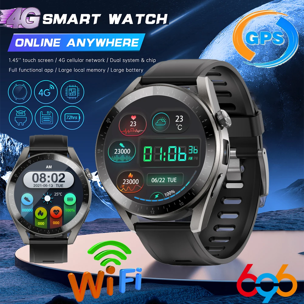 

New 1.45" 4G Call Smart Watch GPS Wifi Camera Heartrate Blood Oxygen Body Temperature Testing Waterproof Sport Men Smartwatch