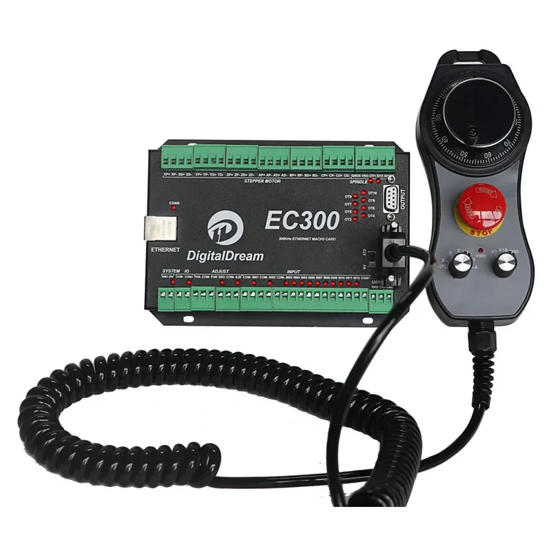 Ec300 Ethernet Mach3 Interface Board 3/4/5/6 Axis Motion Control Card Mpg Handwheel Suitable For Cnc Wood Carving Machines