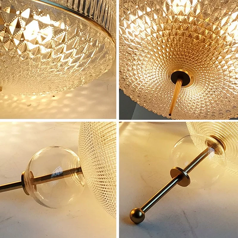 Modern Luxury Golden Glass Pendant Lamps Hotel Lobby Living Room Restaurant Bedroom Creative LED Chandeliers Home Decor Lights view 6