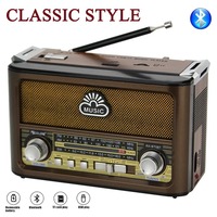 Vintage  Portable AM/FM/SW Radio Wireless Bluetooth Speaker TF Card USB Flash Disk MP3 Player with Light  Radio