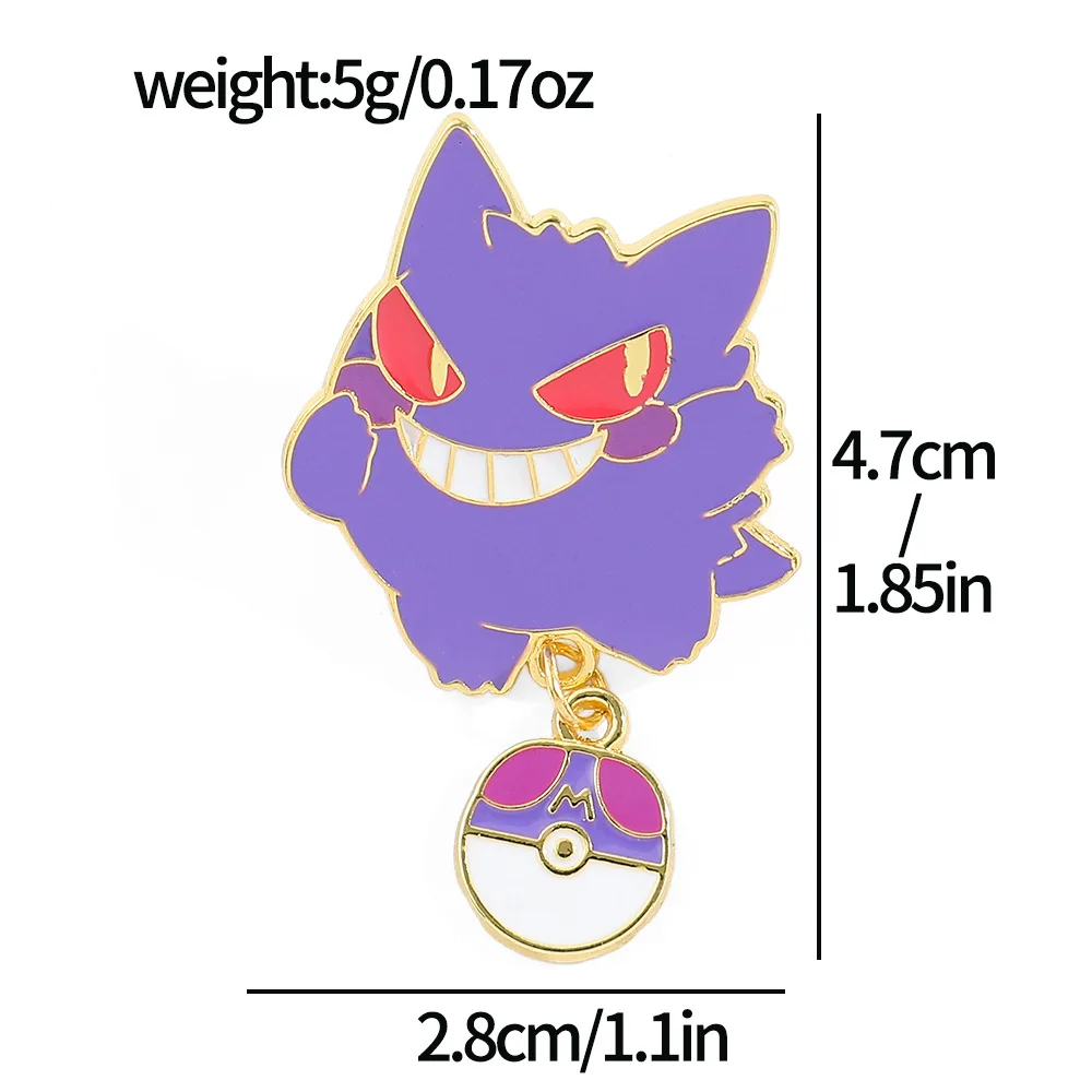 Pokemon Gengar Snorlax Mew Pichu Anime Figure Metal Brooch Clothing Backpack Decoration Pin Children Toy Badge Cute Cartoon Gift