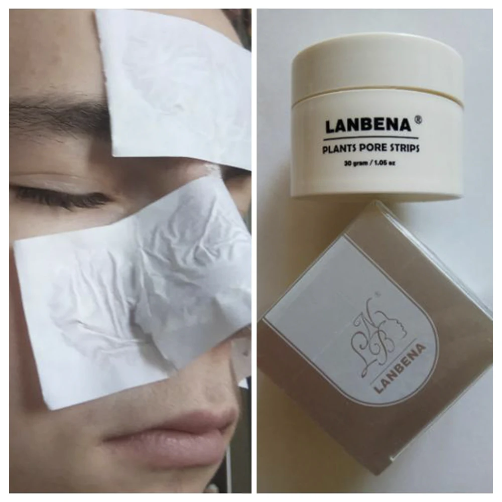 LANBENA 블랙헤드 리무버 크림 페이퍼, 식물 모공 스트립, 코 여드름 클렌징, 검은 점, 진흙 마스크 트리트먼트, 스킨 케어