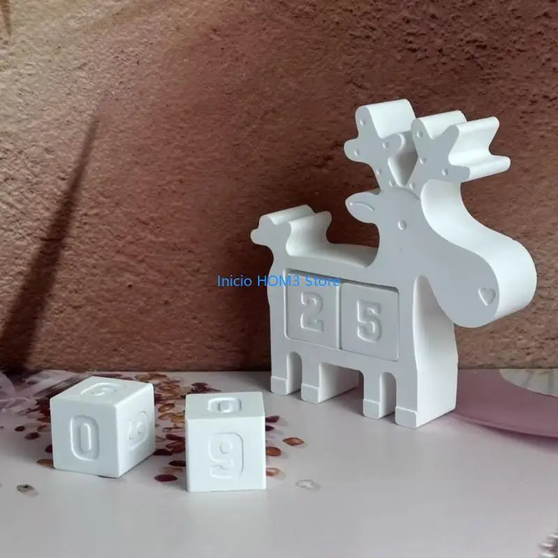 A5YD Christmas Reindeers Resin Silicone Mold Christma Countdowns Calendar Mold Gift