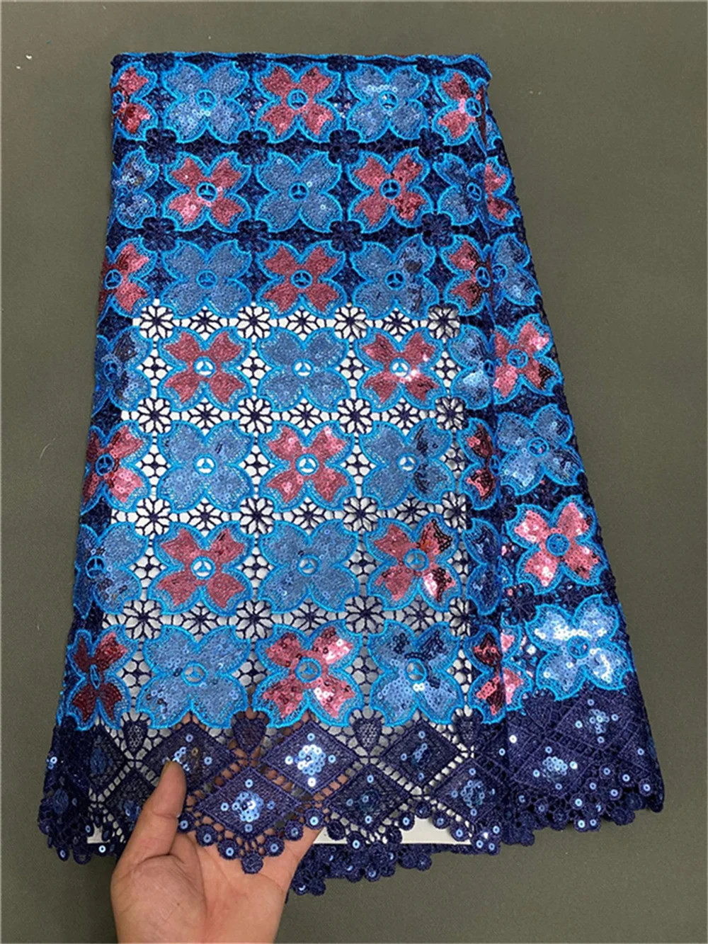 

African Lace Fabric High Quality 2025 Luxury Organza Lace Fabric With Sequins Embroidery Guipure Lace For Party Dress 5y A1200-1