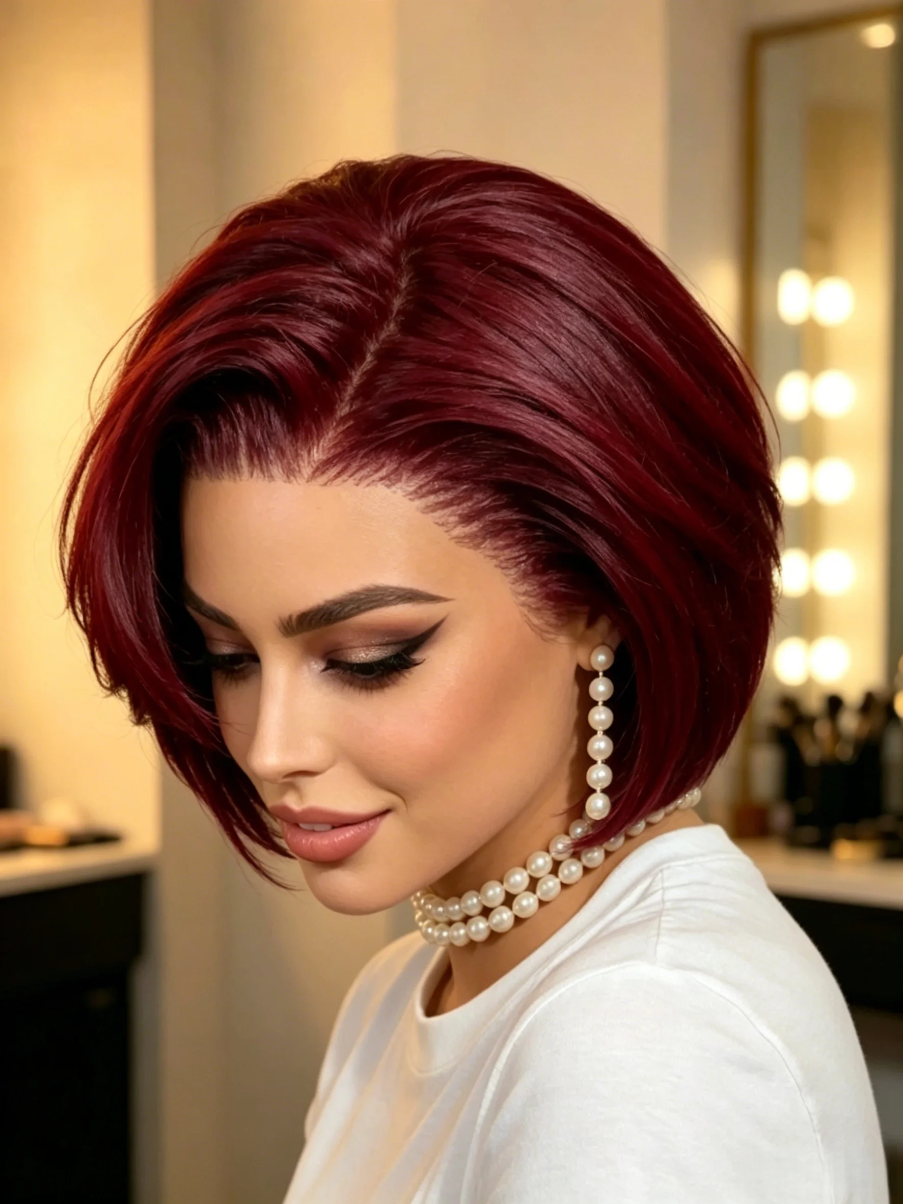 วิกผมบ๊อบตรงสีเบอร์กันดีแบบผูก - Glueless Wear And Go Human Hair Wig บทวิจารณ์และราคา