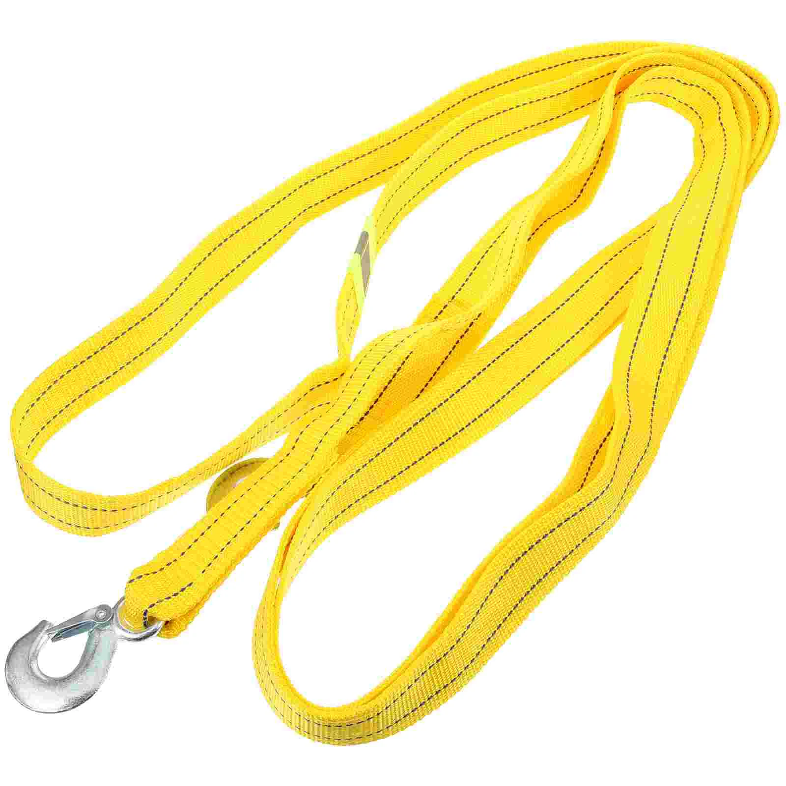 

48m 5 Ton Car Trailer Rope Practical Outdoor Emergency Kit Polyester Double Layers Thicken Tow Rope (Yellow)