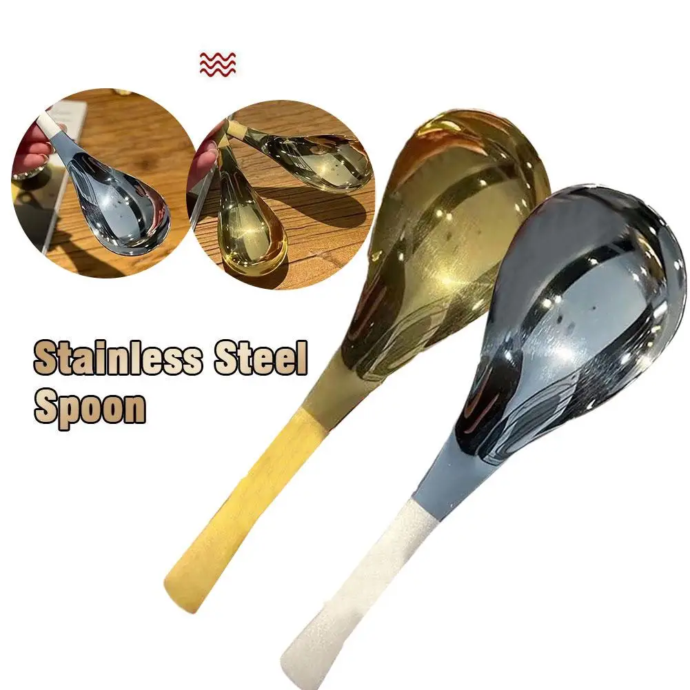 New Korean Stainless Steel Thickening Spoon Creative Pot Spoon Ladle Handle Long Essential Home Kitchen Hot Soup Hotel Tool D1S1