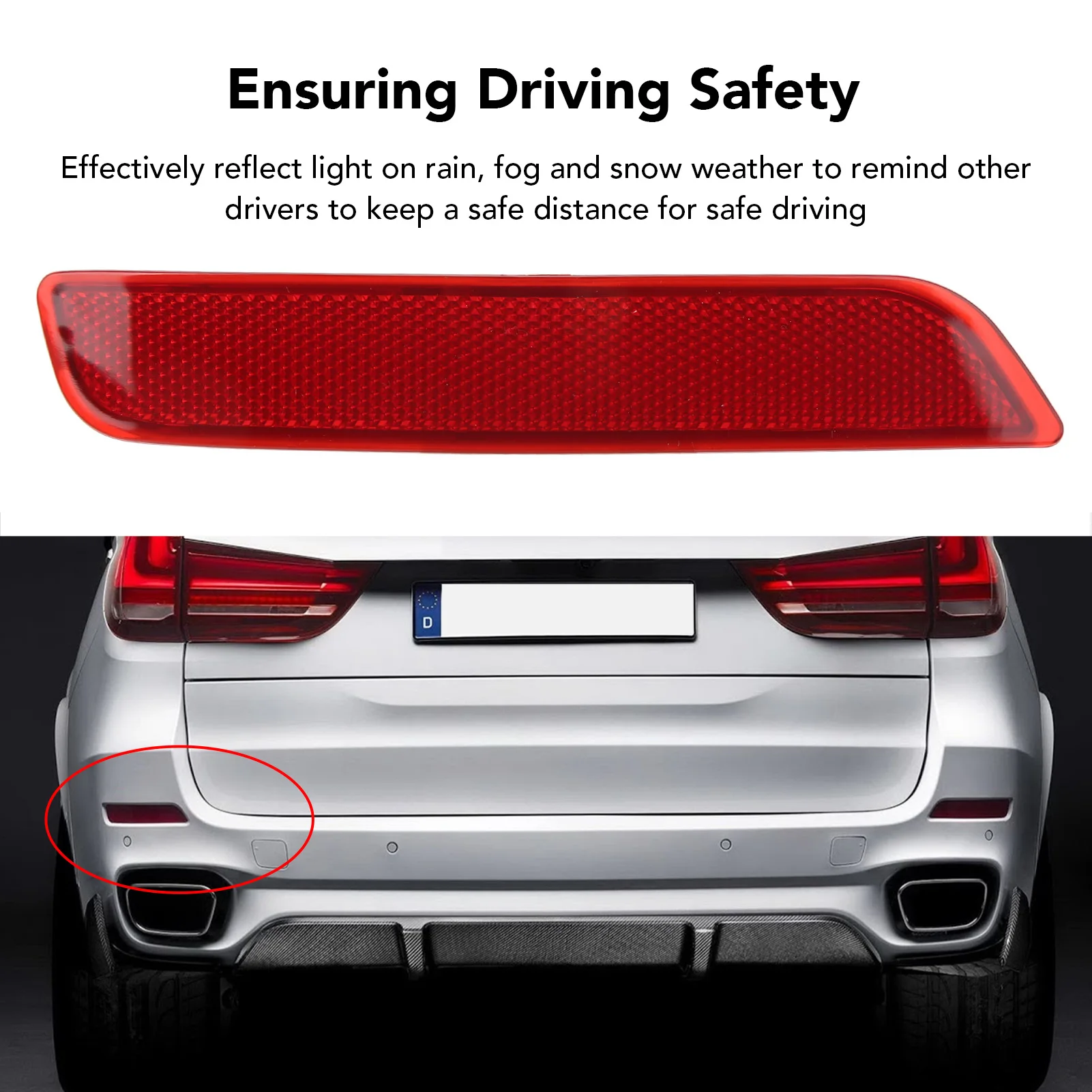 

Car Rear Bumper Left Reflector Rear Reflector 63147847591 7847591 Rear Bumper Reflector Lens for X5 F15 2013‑2018