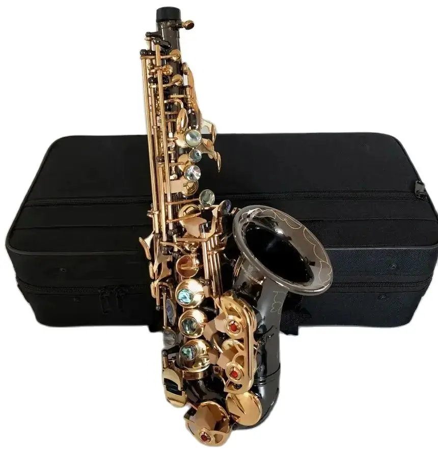 

KALUOLIN Professional Mouthpiece Instrument High Quality Brands Soprano Saxophone S-992 Black Gold Brass Sax Free Shipping.