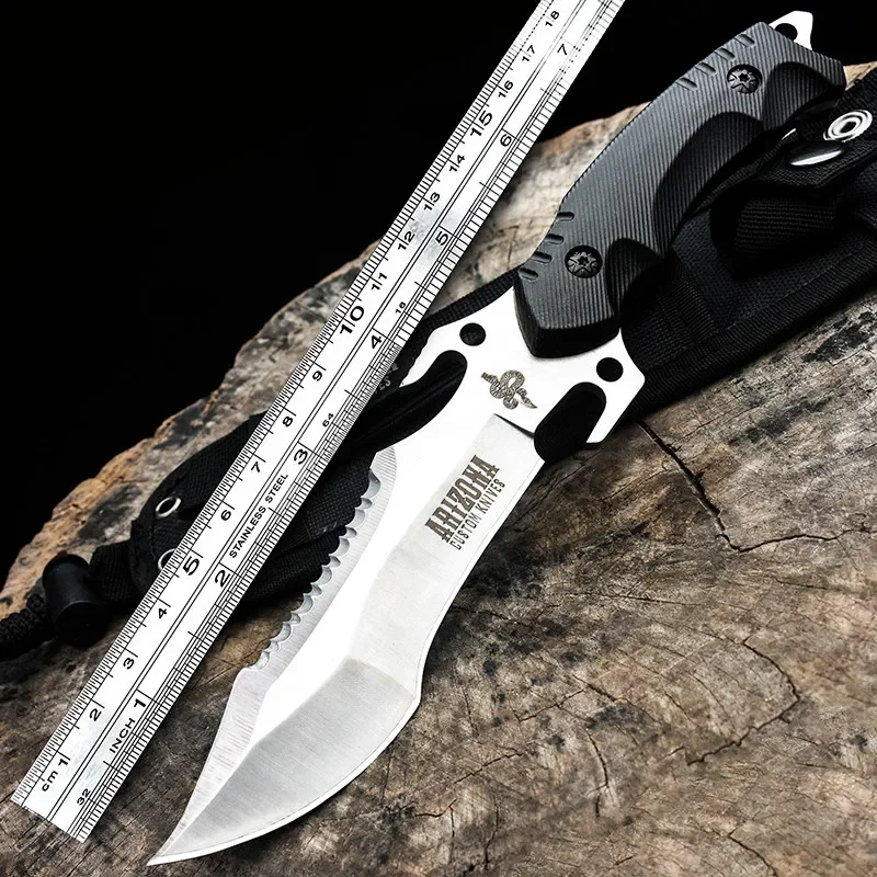 Multi-function Outdoor Tactical Straight Knife Fixed Blade Skinning Knife Survival Knives Straight Camping EDC Kitchen Knives