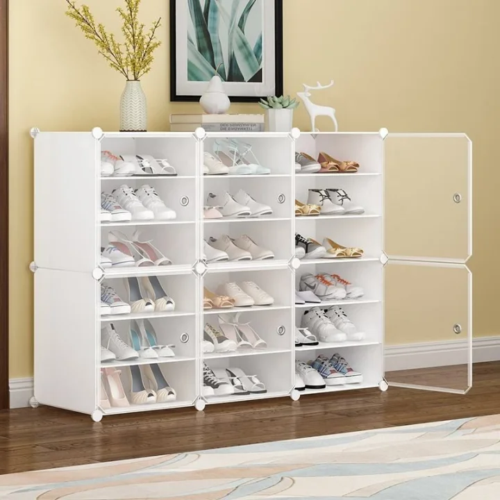 6 Layers New Design Shoe Rack Shelf Storage Closet Organizer Waterproof DIY White Plastic Shoe Cabinet