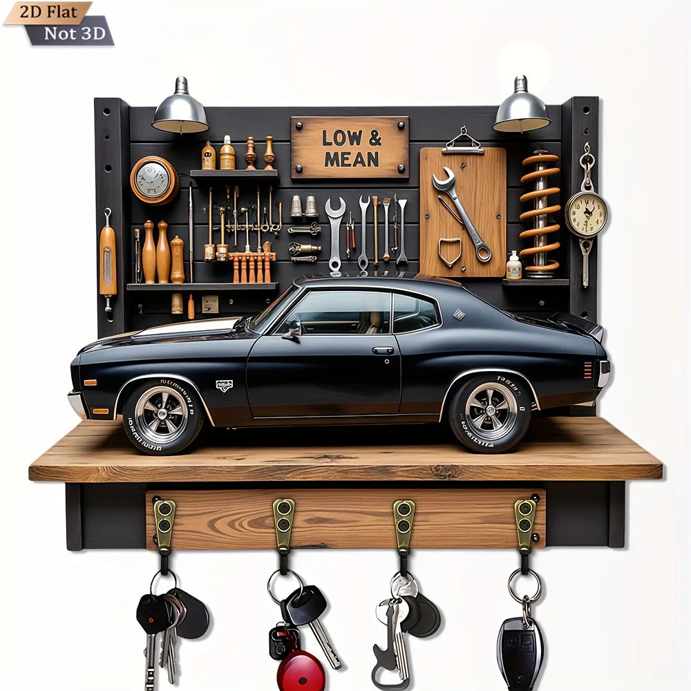 A Vintage 2D Plane Garage Key Hook, Sold Individually, Made of Wood with a Multifunctional Design for Home Use, Featuring Four
