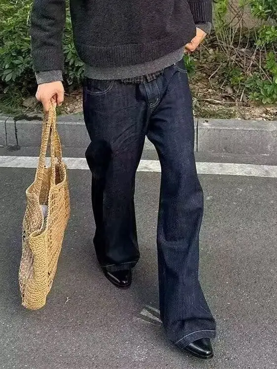 

Мужские джинсы Deep Blue American Denim: винтажные, прямые, свободные, повседневные, расклешенные, оригинального цвета, широкие штанины, для повседневной носки