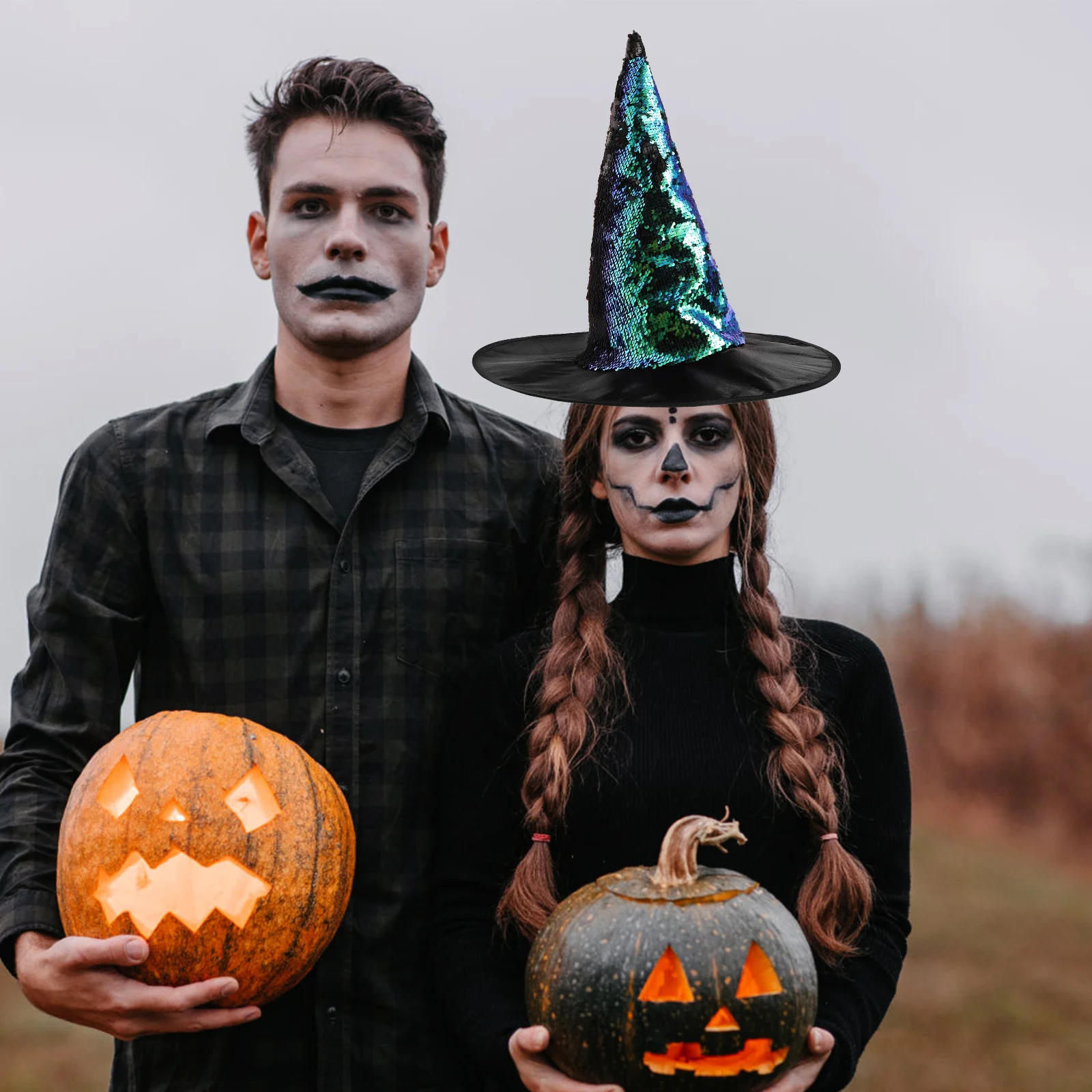 Chapeau de sorcière à paillettes pour Halloween, accessoire de Costume de Cosplay, vêtements confortables, décoration Durable pour fête pour femmes et filles