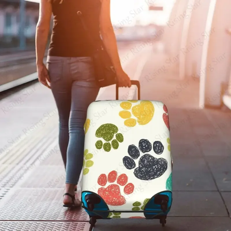 سميكة مرونة الأمتعة الغطاء الواقي سستة ل 18-32 في حقيبة حقيبة غطاء السفر الكلب pawprint زهرة فراشة الملحقات #6