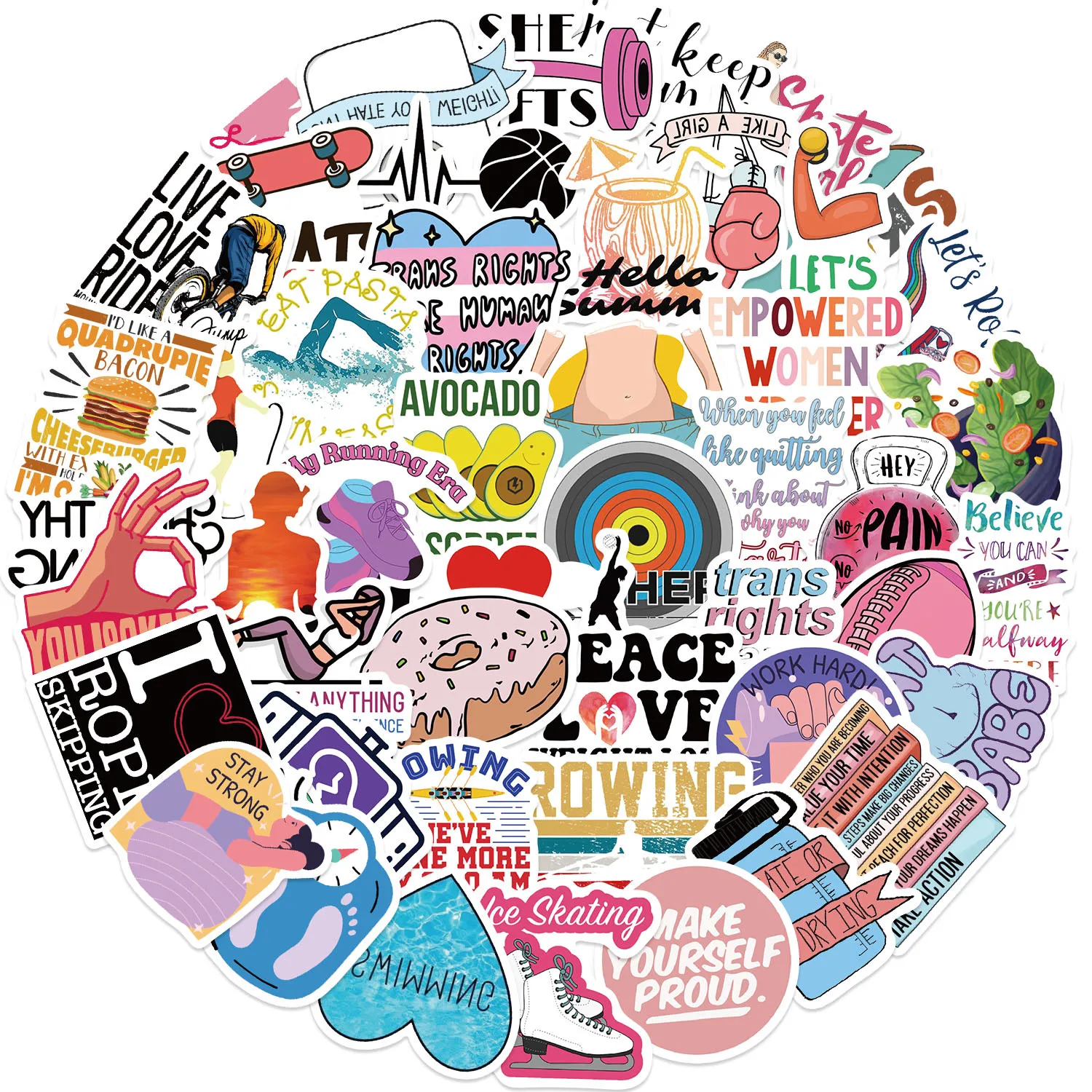 

Fitness Stickers for Girls [50Pcs], Vinyl Workout Stickers, Girl Power Stickers, Gym Stickers Decals for Laptop Water Bottle