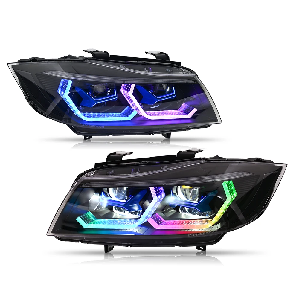

RGB фары для BMW 3-Series E90 E91 2005-2012 годов, подходят для ксеноновой версии, аксессуары для обновления автомобиля, DRL Plug and Play