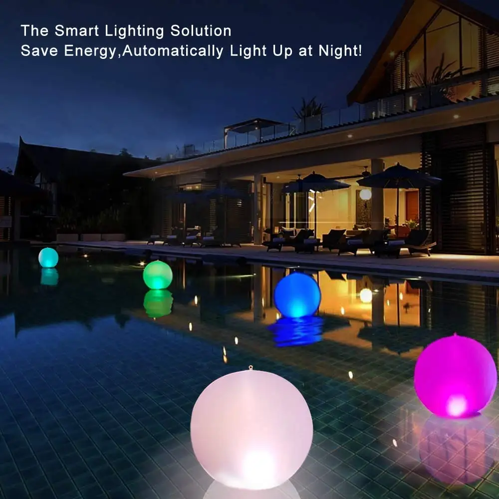 Solar Floating Pool Light Inflatable Glow Globe 14” Color Change Outdoor Ball Lamp for Swimming Beach Garden Lawn Party Decor