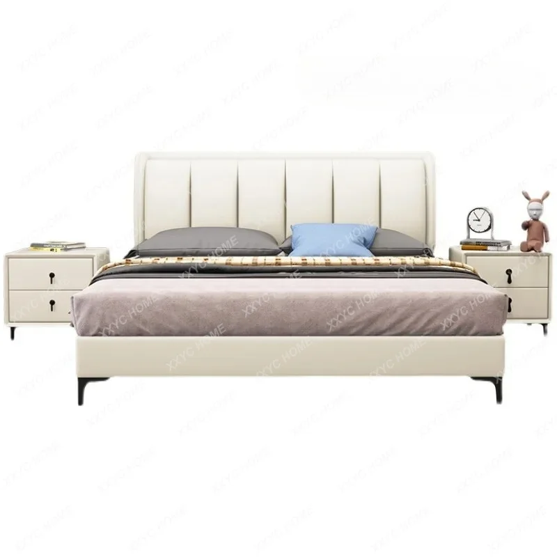 XX  Leather Bed 2x2.2 Meters Queen Bed 2000 × 2200 By Two Meters Two Double Beds Modern And Simple