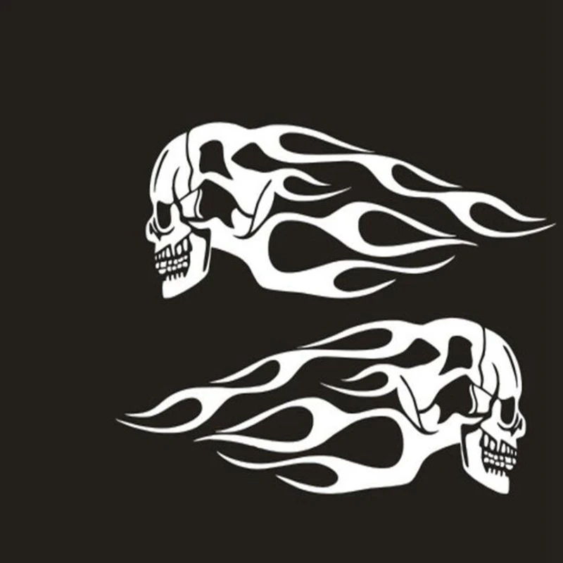 2pcs motorcycle general fuel tank flame sticker helmet sticker flame totem modification skull sticker personality garland