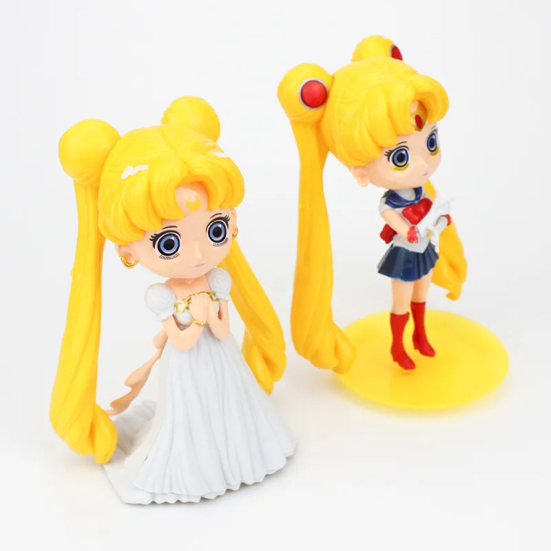 Sailor Moon Cartoon Anime Tsukino Action Figure Wings Toy Doll Cake Decoration Collection Model Girls Gift Toy for Children