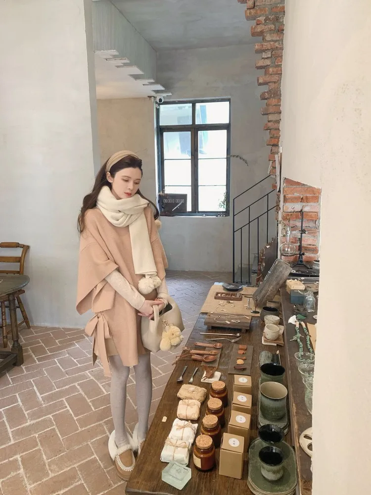 

Ультратонкий свитер крупной вязки: модный дизайн, свободный крой, однотонный, теплый, для повседневной носки, с круглым вырезом