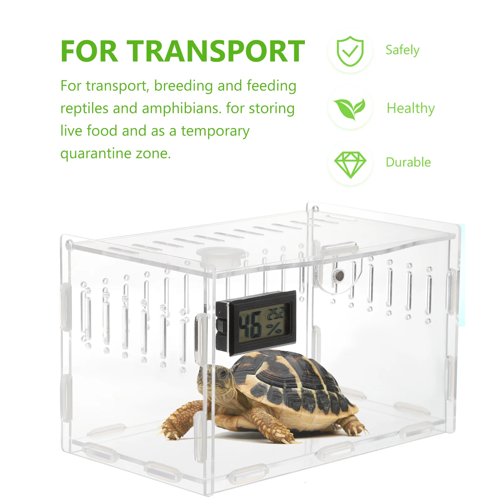 

Transparent Acrylic Reptile Box for Spider Scorpion Gecko Insect Snake Tortoise Breeding Feeding Transport Storage Live Food