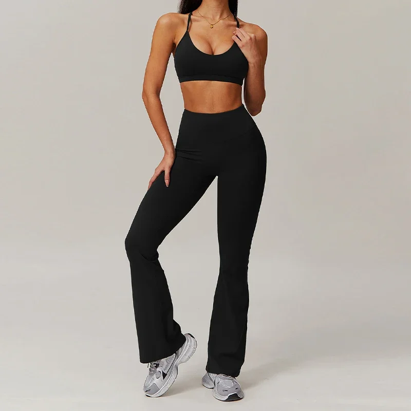 النساء مقاعد يوجا 2 قطعة عالية الخصر سريعة الجافة متوهج اللياقة البدنية تجريب الملابس لينة تمتد طماق الصالة الرياضية أكتيفيوير 2025 جديد
