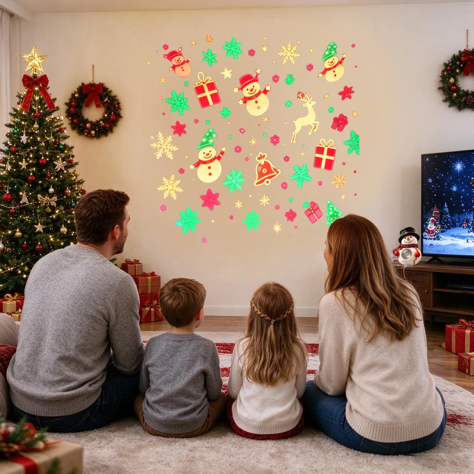 Christmas LED Projector Light USB Holiday Decorative Projection Lamp Christmas Projector With 6 Seasonal Scenes For Home