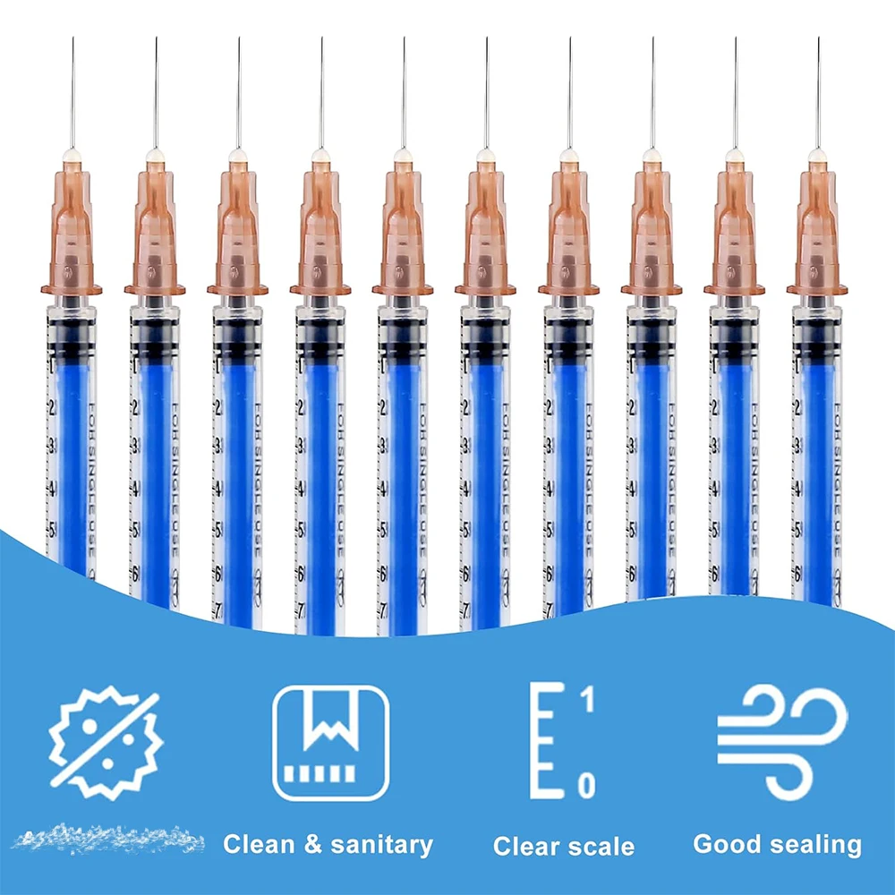 50Pcs Disposable 1Ml/Cc Lab Syringe with 1" Needle, Individually Sealed Package image 2