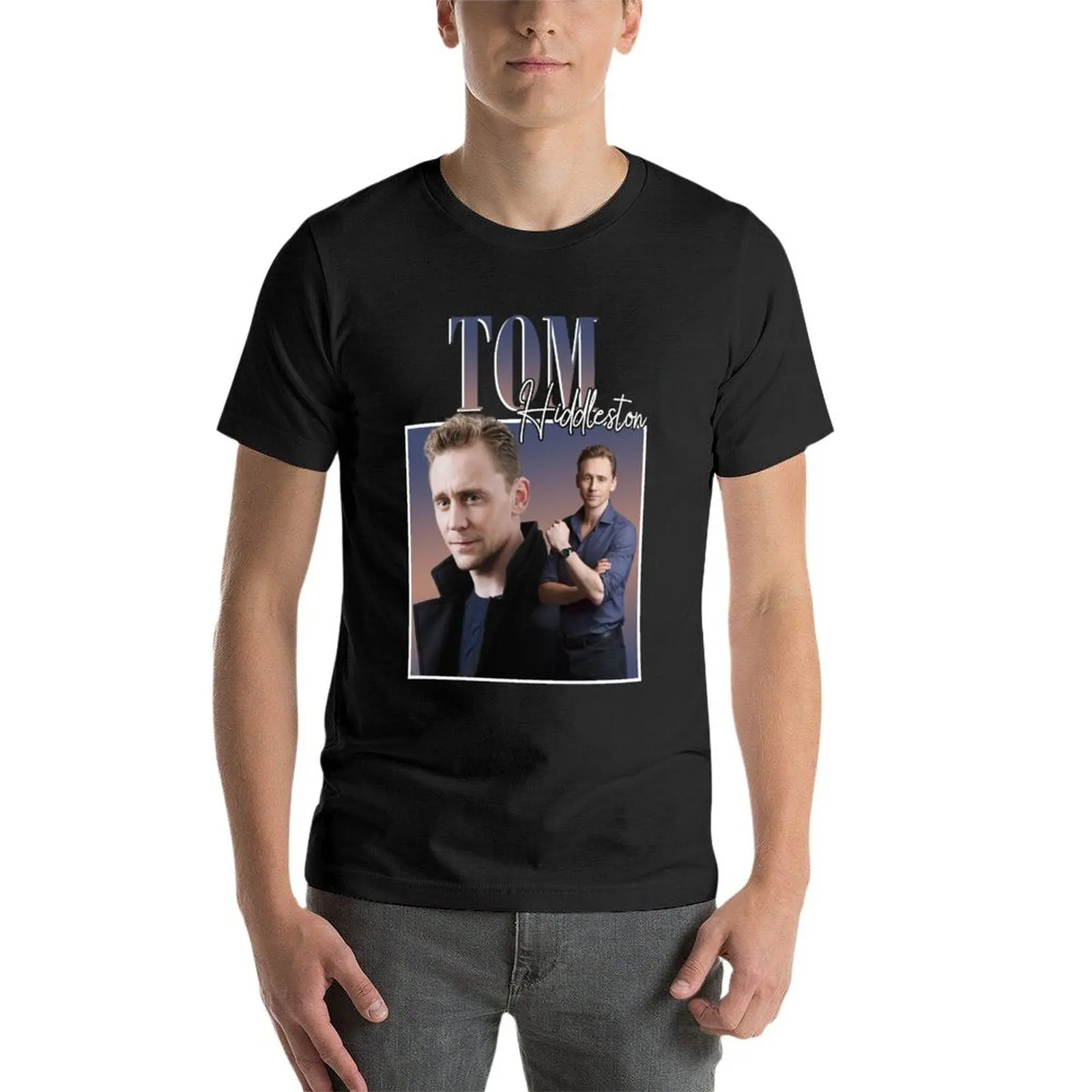 Camiseta de Tom Hiddleston para hombre, camisa de estilo Retro, lisa, de talla grande