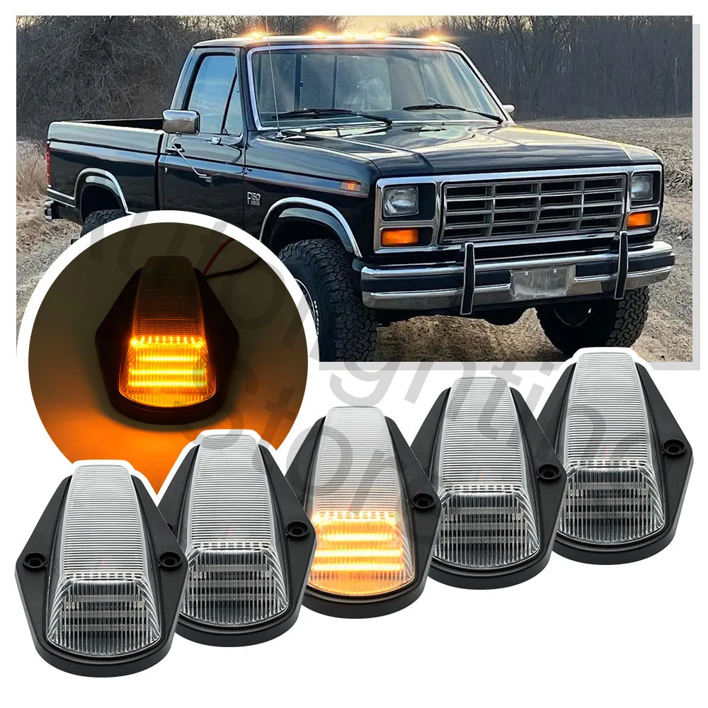 5x Cab Roof Marker Running Lights Black Housing For Ford F-150 F-250 F-350 super duty 1984-Top Clearance Marker OEM Front Cab