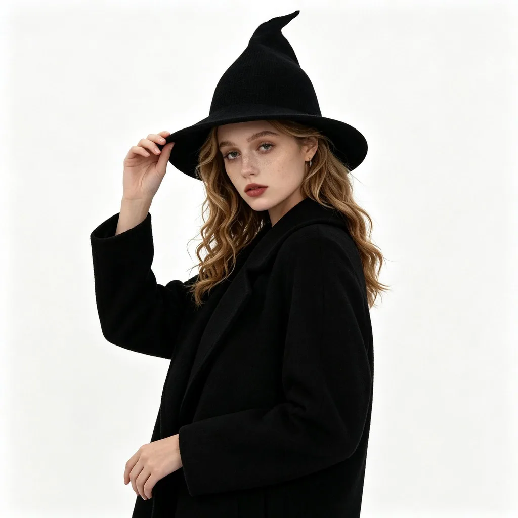 Wide Brim Hat Flattering Pointed Witch Hat Halloween Witch Hat Pointed For Dress Up Occasions Halloween Theme Parties Winter