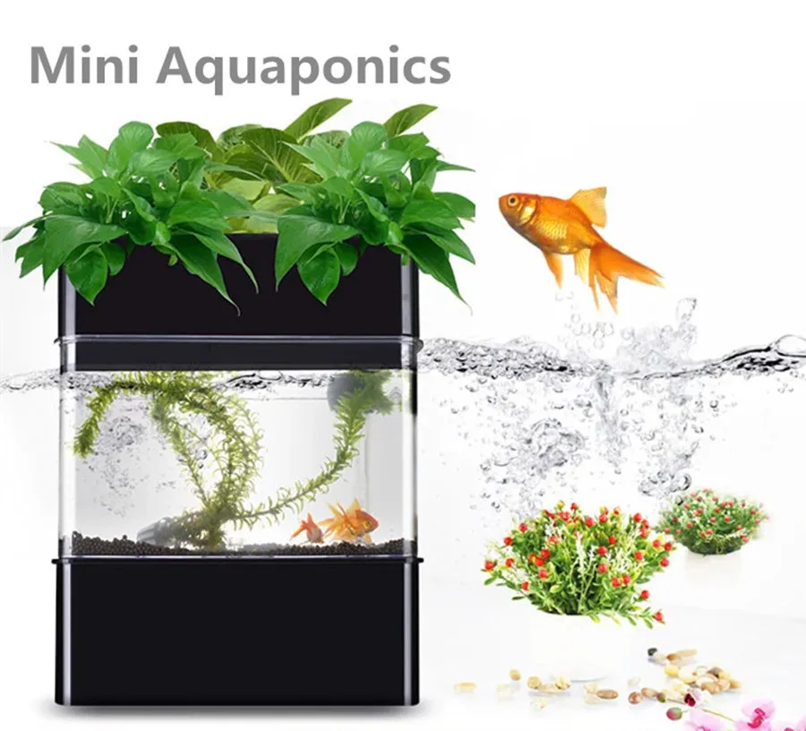 NEW ARRIVAL Home Mini Hydroponics Aquaponics Plant Growing Systems with Fish Tank