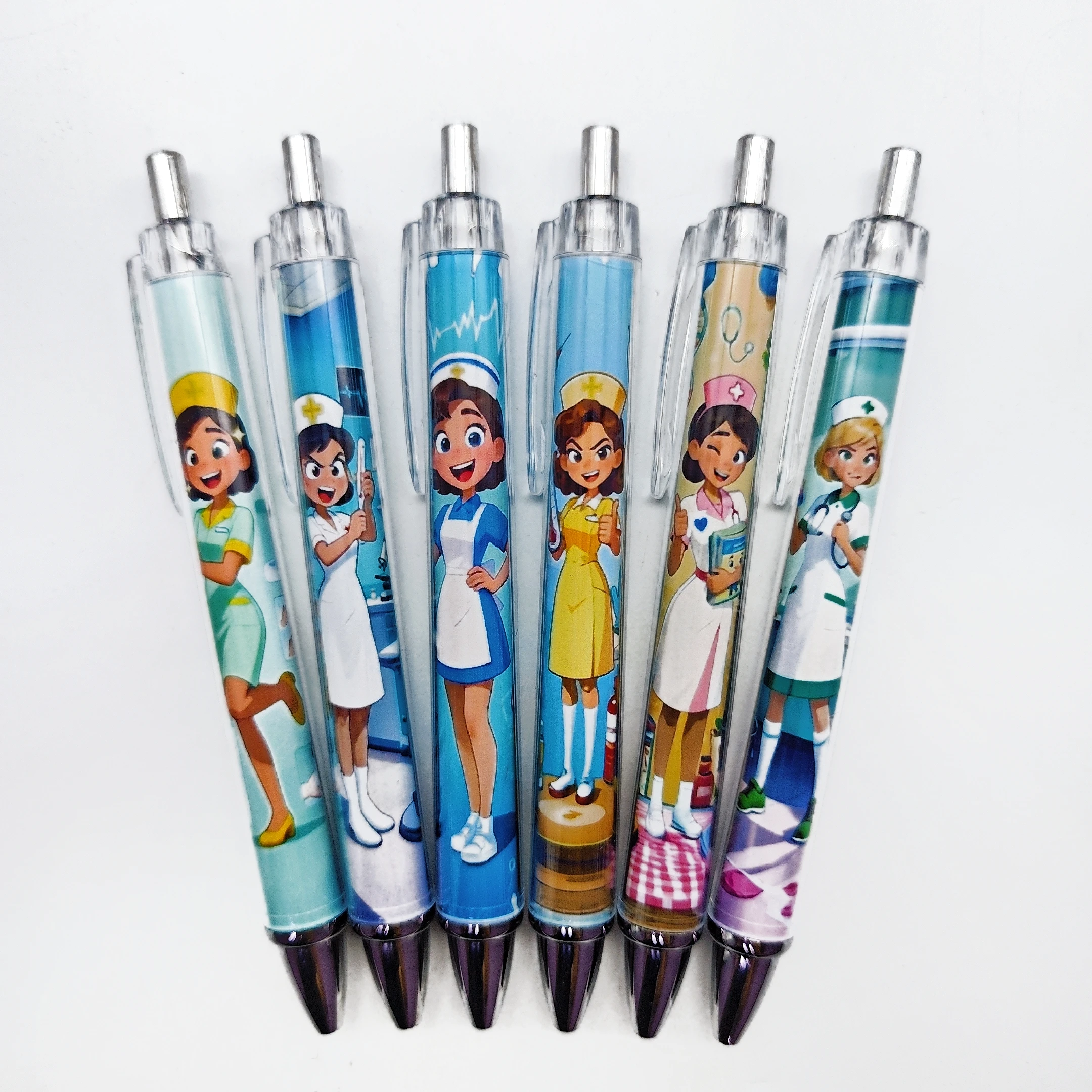 

6 шт./12 шт. выдвижные ручки на тему женской медсестры, медицинские шариковые ручки, повседневные офисные студенческие канцелярские принадлежности, подарочные ручки