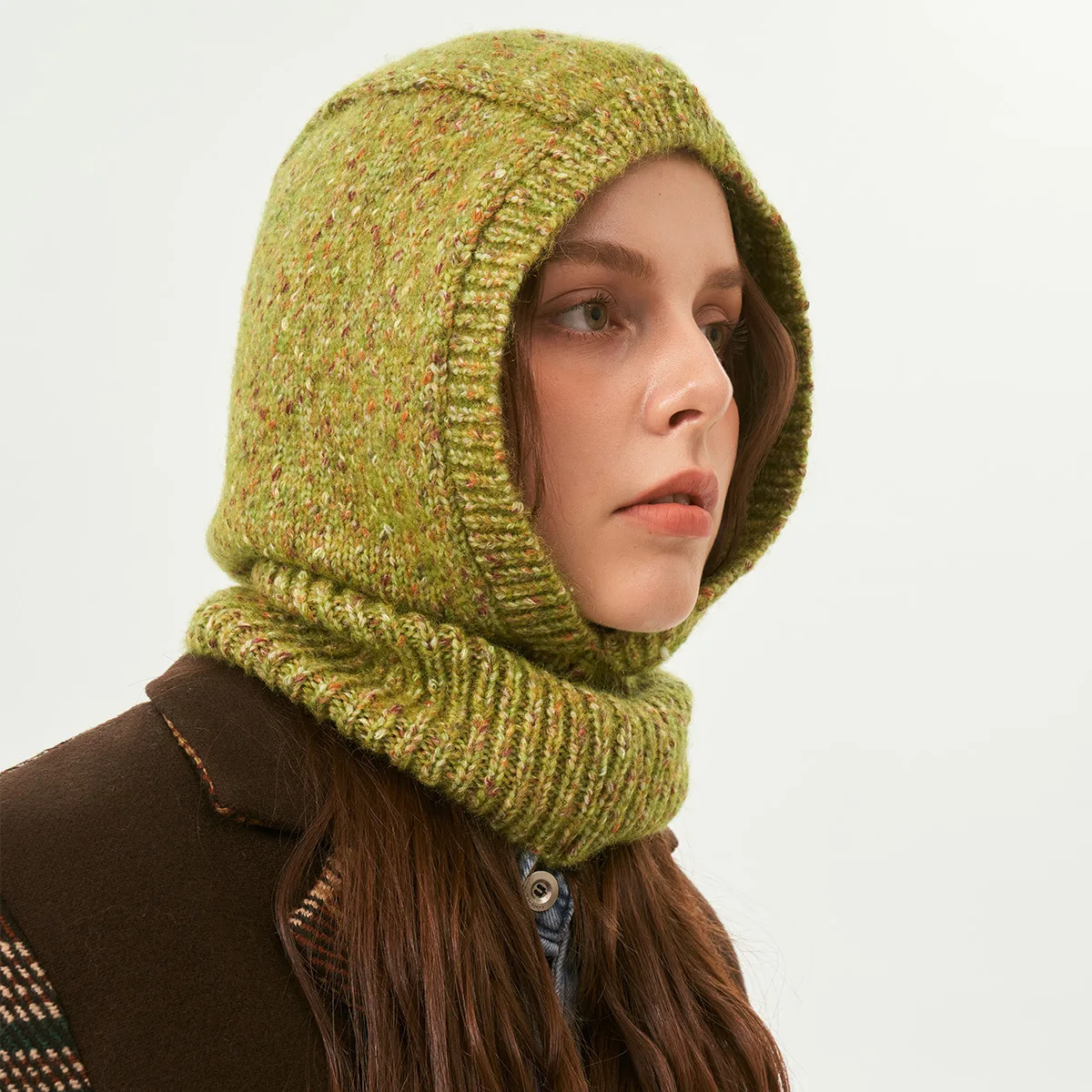 Sombreros de pasamontañas de lana de arcoíris para hombres y mujeres, gorros de punto con capucha para dama al aire libre, gorros de cuello de una