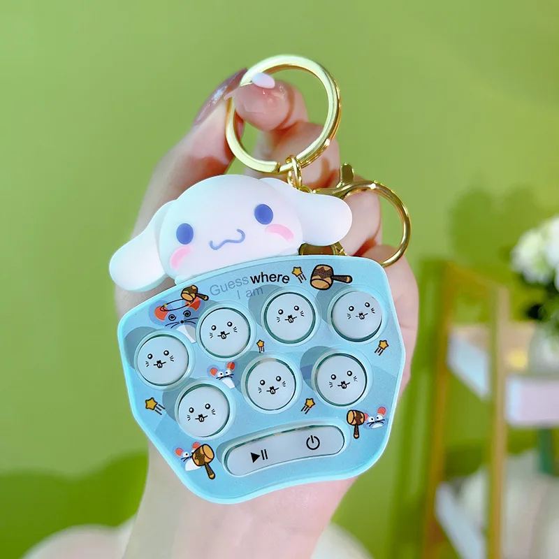 Sanrio Hello Kitty Cinnamoroll Game Console Keychain Melody Kuromi Mini Handheld Whack-A-Mole Decompression Game Pendant Gifts