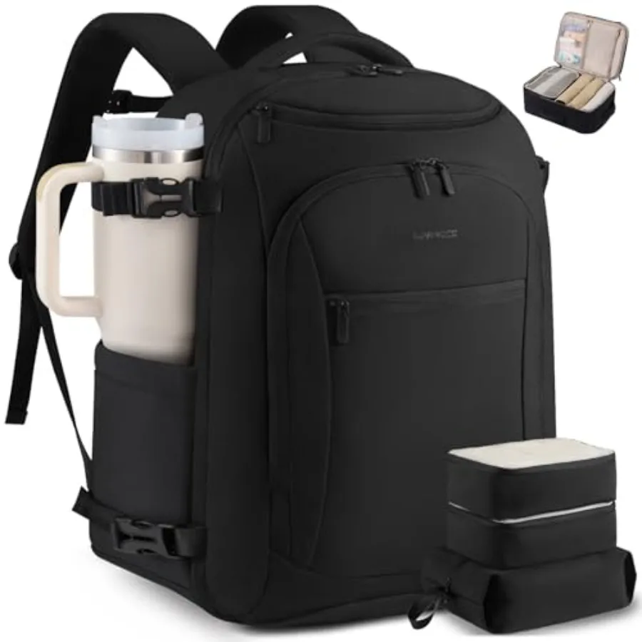 

40L Travel Backpack for Women and MenAirline Approved Carry On Backpack with 3 Packing Cubes TSA Waterproof Personal Item Bag W