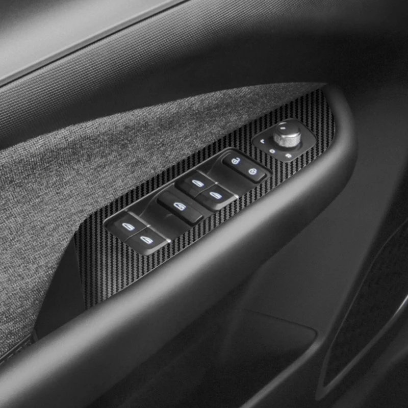 Carbon Fiber Film Sticker Windows Control Lift Panel Frame Trim Stickers Car Stylings For Geely Geometry C 2020 2021 2022 2023