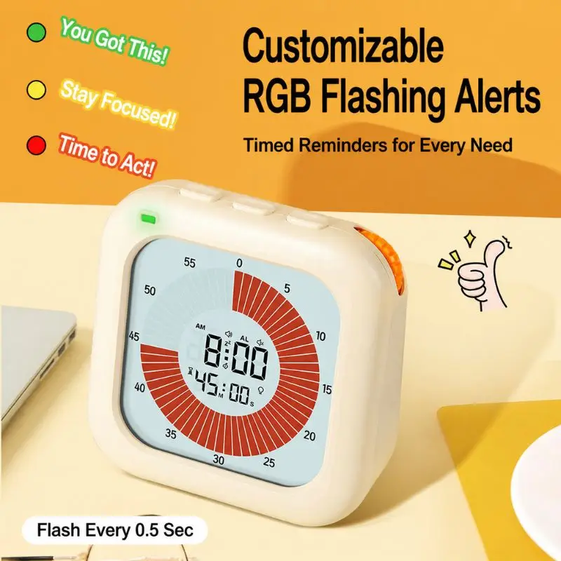 Study Timing Reminder Visual Countdown Timer for Study Baking Fitness Time Control Manager Electronic Counter for Home Use