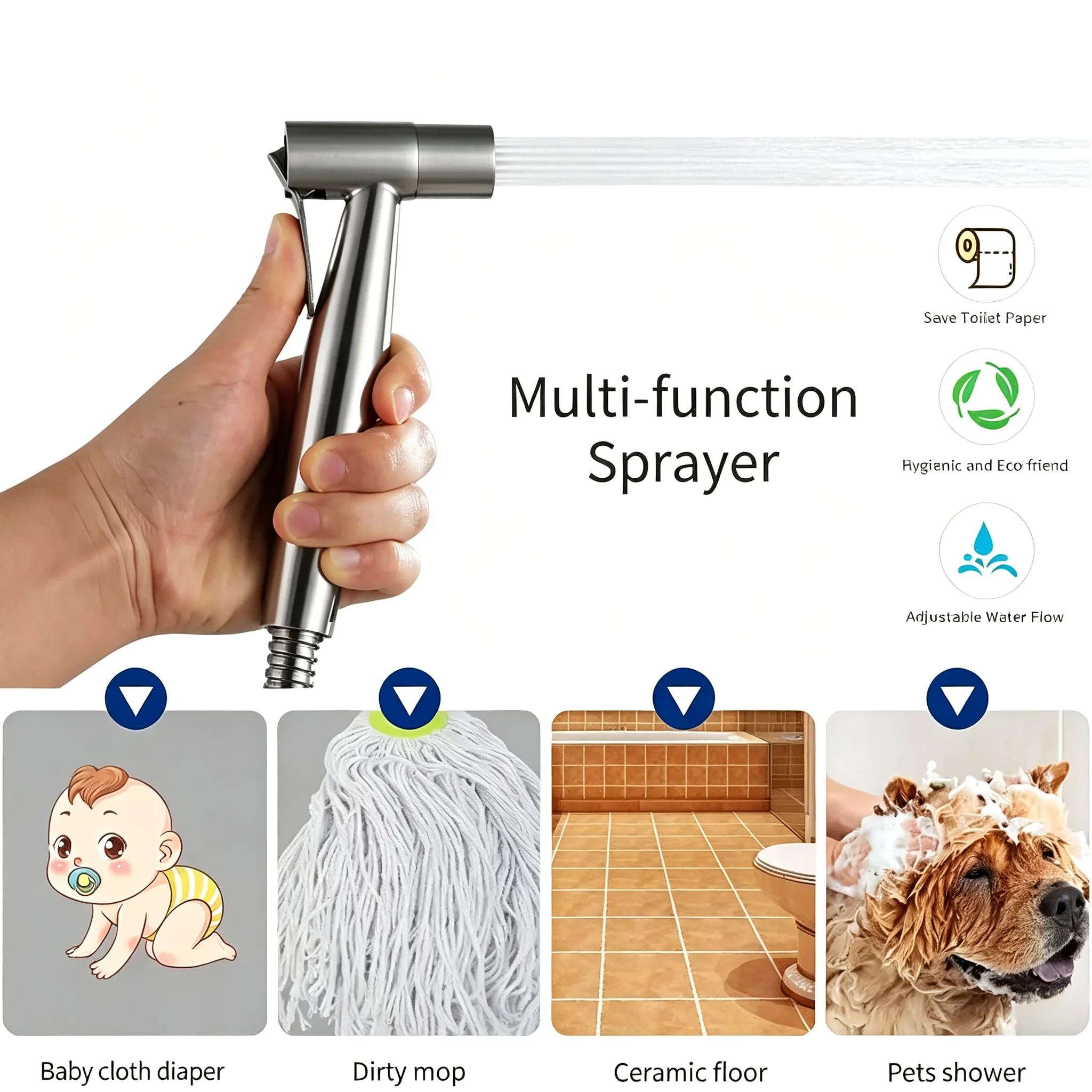 Matte Black Brass Toilet Bidet Sprayer Set Premium Wall-Mounted Handheld Feminine Wash Shattaf forFloor Toilet Cleaning Sleek