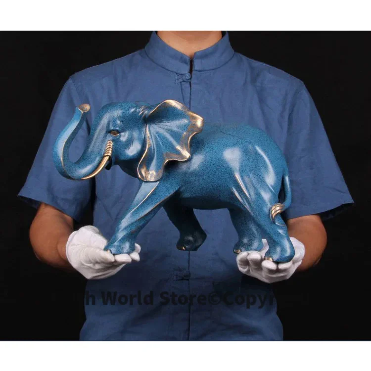 

37cm LARGE # 2025 business office home efficacious Talisman Protection FENG SHUI Money Drawing Elephant Sculpture ART statue