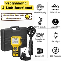 Digital Anemometer Wind Speed/Temperature/Air Flow Meter with Backlight, Data Storage 300 Records Portable 0.0-45.0m/s CFM/CMM