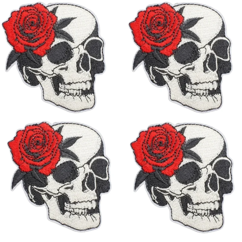 Embroidery Skull Love Cloth Sticker Couple Skull Patch Sticker Romantic Rose Computer Embroidery Label Spider Chapter Boy