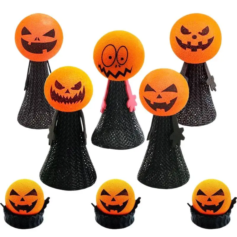 5/10Pcs Halloween Funny Finger Jumping Puppets Spring Dolls Safe Stress Relief Toys for Toddler Kids Gifts